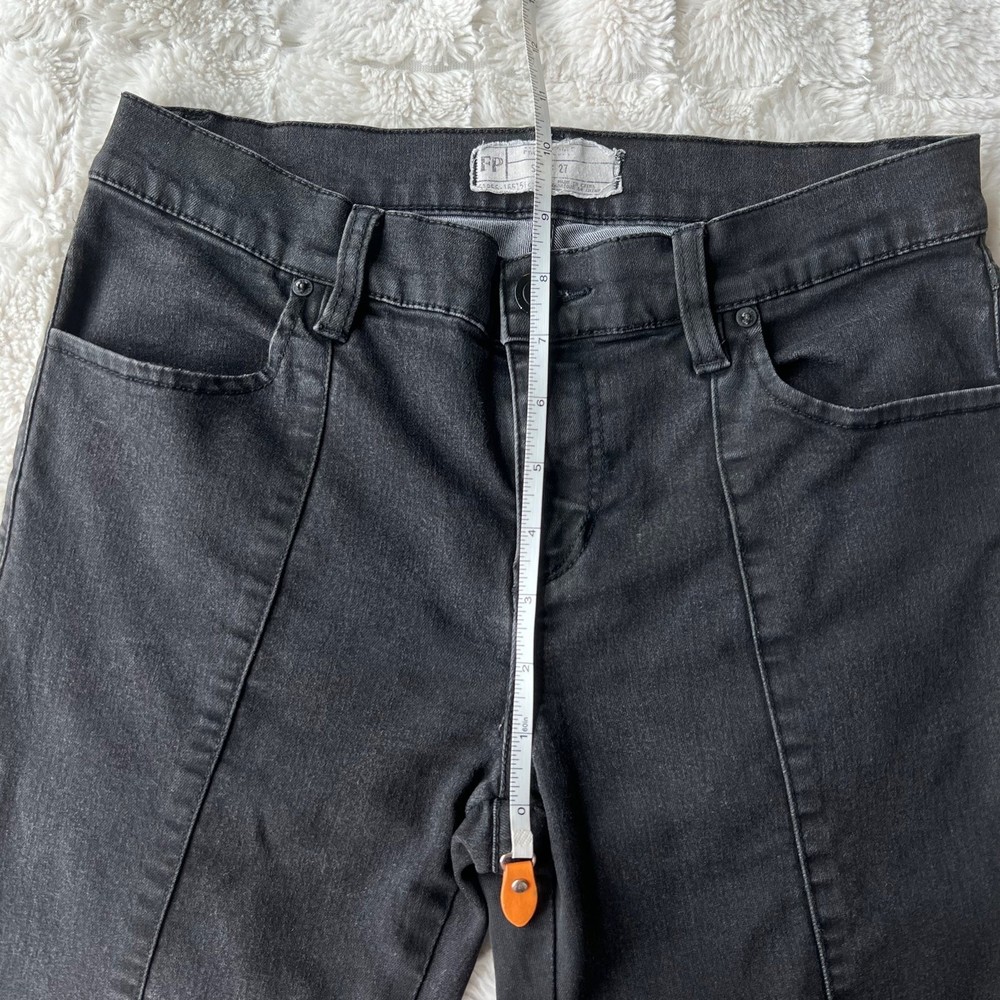 Free People Washed Black Moto Skinny Jeans 27 - Picture 3 of 10